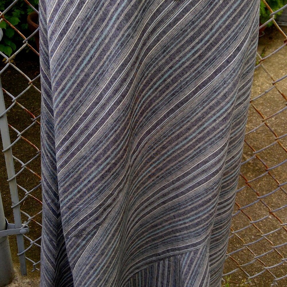 JH Collectibles Linen Gray Stripe Linen Full Length Skirt Size 14 Petite